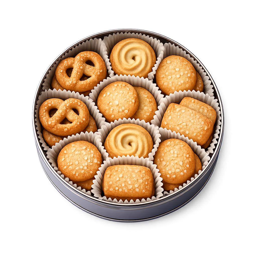 Fresh cookies in a tin